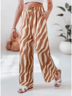 Dámské pruhované kalhoty se širokými nohavicemi ZEBRAVIBE beige/camel FashionStreet UY2655