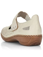 Dámská kožená prolamovaná obuv na suchý zip béžové barvy Rieker 41399-14