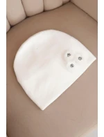 Dámská čepice s ozdobnými chlupatými květy elegantní bílá