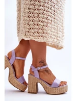 Pohodlné semišové sandály na robustním podpatku fialove Elishia