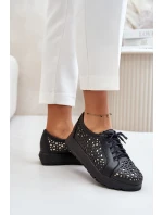 Zazoo 2973 Kožené Polobotky Na Platformě S Děrováním Černé