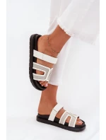 Dámské pantofle na platformě se suchým zipem bílé Kovira