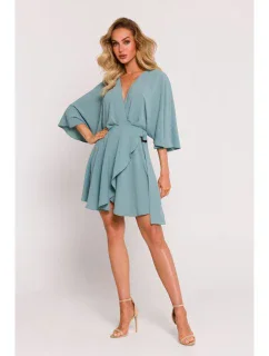 M785 Rozšířené mini šaty - agáve