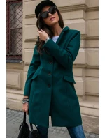 Dámský kabát 184493 - PLA0012 tmavě zelený - Roco Fashion Dámský kabát 184493 - PLA0012 tmavě zelený - Roco Fashion
