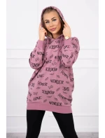 Mikina s nápisy tmavě růžová