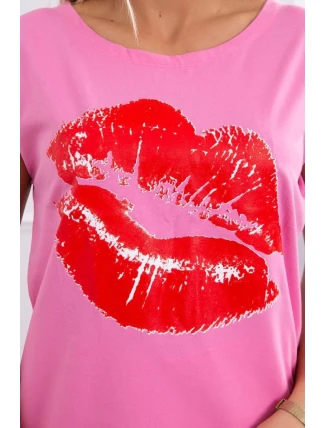 Halenka s potiskem rtů růžová Halenka s potiskem rtů růžová