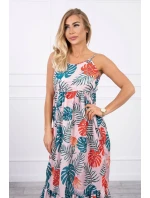 Šaty s motivem listů pudrově růžové Šaty s motivem listů pudrově růžové