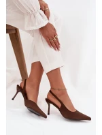 Lodičky s odhalenými patami čokoládové Lenira