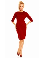 Společenské šaty ZOFIA zdobené falešným límečkem středně dlouhé bordó - Bordó - Lental