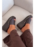 Dámské pantofle na platformě 78-200 Tmavě hnědá - Stephan Paris Dámské pantofle na platformě 78-200 Tmavě hnědá - Stephan Paris