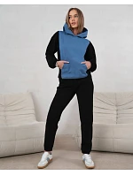 Dámská dvoubarevná tepláková souprava v modré a černé barvě (554)