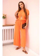 Viskózový komplet plisovaná halenka + kalhoty Pomeranč