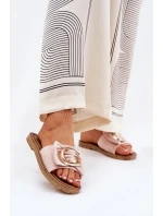 Plněné Dámské Sandály S Ozdobným Detalem Růžové Nellodra