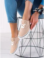 Moderní dámské hnědé  tenisky bez podpatku