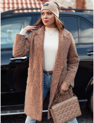 Dámský kabát z jehněčí kůže MOODLAY dlouhý béžový FashionStreet NY0726