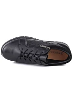 Dámské kožené polobotky na podpatku černé Vinceza 39977