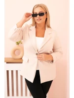 Dámská viskózová plus size s dlouhým rukávem a límcem béžová