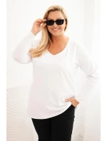 Dámská blůza Plus Size s výstřihem do V a dlouhým rukávem bílá Dámská blůza Plus Size s výstřihem do V a dlouhým rukávem bílá