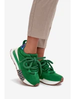 Semišové dámské tenisky na platformě s hrubým šněrováním Artiker 55C0136 zelené