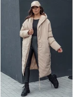 Dámská zimní dlouhá bunda oversize s kapucí MELVIN tmavě béžová FashionStreet TY4509