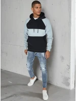 Pánská základní mikina s kapucí s modrými a černými pruhy FashionStreet BX5900