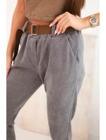 Dámské kalhoty s páskem kordové tmavě šedé Dámské kalhoty s páskem kordové tmavě šedé