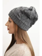 Dámská zimní čepice s vlnou a strukturovaným vzorem K432 grafitová