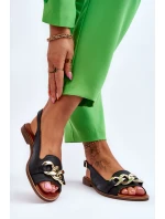 Dámské kožené sandály Lewski Boty 3230 Black Peas