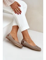 Zazoo 10009 Pohodlné dámské kožené baleríny tmavě béžové