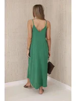 Mušelínové šaty na ramínka zelený Mušelínové šaty na ramínka zelený