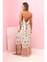 Dámské šaty na ramínka ze světlé viskózy korálový