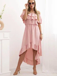 Dámské šaty hispánka s delším zadním dílem tmavě růžová