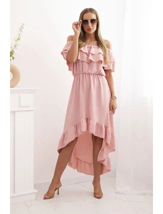 Dámské šaty hispánka s delším zadním dílem tmavě růžová