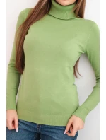 Dámský svetr z viskózy s rolákem a dlouhým rukávem pistáciový