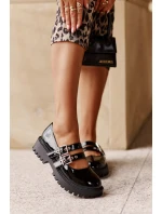 Dámské Lakované Polobotky S Pásky Černé Terione