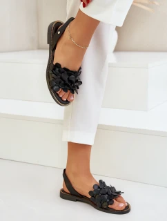 Kožené Sandály Na Plochém Podpatku Zazoo 40425 Černé