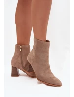 Dámské Botky Z Eko Semiše Na Podpatku Se Zámkem Béžové Zelita