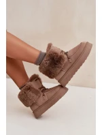 Dámské Sněhule Na Platformě S Kožíškem A Šněrováním Big Star SS274114 Béžové Dámské Sněhule Na Platformě S Kožíškem A Šněrováním Big Star SS274114 Béžové