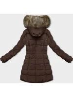 Hnědá dámská zimní bunda s kožešinovou podšívkou (LHD-23063) Hnědá dámská zimní bunda s kožešinovou podšívkou (LHD-23063)