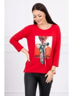 Pozoruhodná červená halenka s 3D grafikou Pozoruhodná červená halenka s 3D grafikou