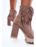 Semišové boty na platformě Lewski Shoes 3251 Cappucino