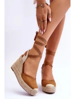 Vázané Sandály Na Vysokém Klínu velbloud Lendy Vázané Sandály Na Vysokém Klínu velbloud Lendy