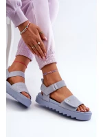 [Dámské Semišové Sandály na Platformě Big Star NN274706 Modré]