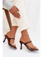 Dámské lodičky na jehle s ozdobným detailem Čokoládové Lorissa