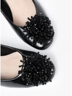 Trendy dámské černé  lodičky na širokém podpatku