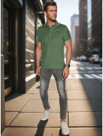 Pánská polokošile s nášivkami zelená FashionStreet PX0634 Pánská polokošile s nášivkami zelená FashionStreet PX0634