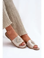 Dámské Pantofle Na Plochém Podpatku S Ozdobným Detalem S.Barski KV51-087 Zlaté