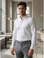 Pánská neformální košile SLIM FIT se stojáčkem bílá FashionStreet DX2608 Pánská neformální košile SLIM FIT se stojáčkem bílá FashionStreet DX2608