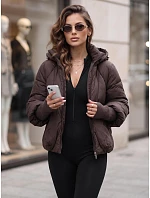 Dámská zimní prošívaná bunda s kapucí, hnědá, FashionStreet TY5896 Dámská zimní prošívaná bunda s kapucí, hnědá, FashionStreet TY5896