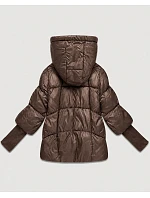 Dámská bunda s pletenými manžetami, oversize, hnědá (B6078-14) Dámská bunda s pletenými manžetami, oversize, hnědá (B6078-14)
